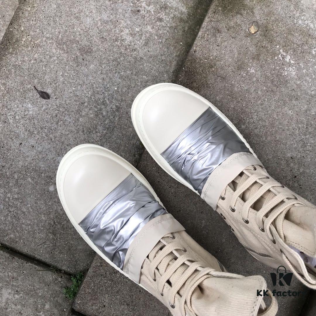 Rick Owens DRKSHDW High-Top Canvas Silver Pleated