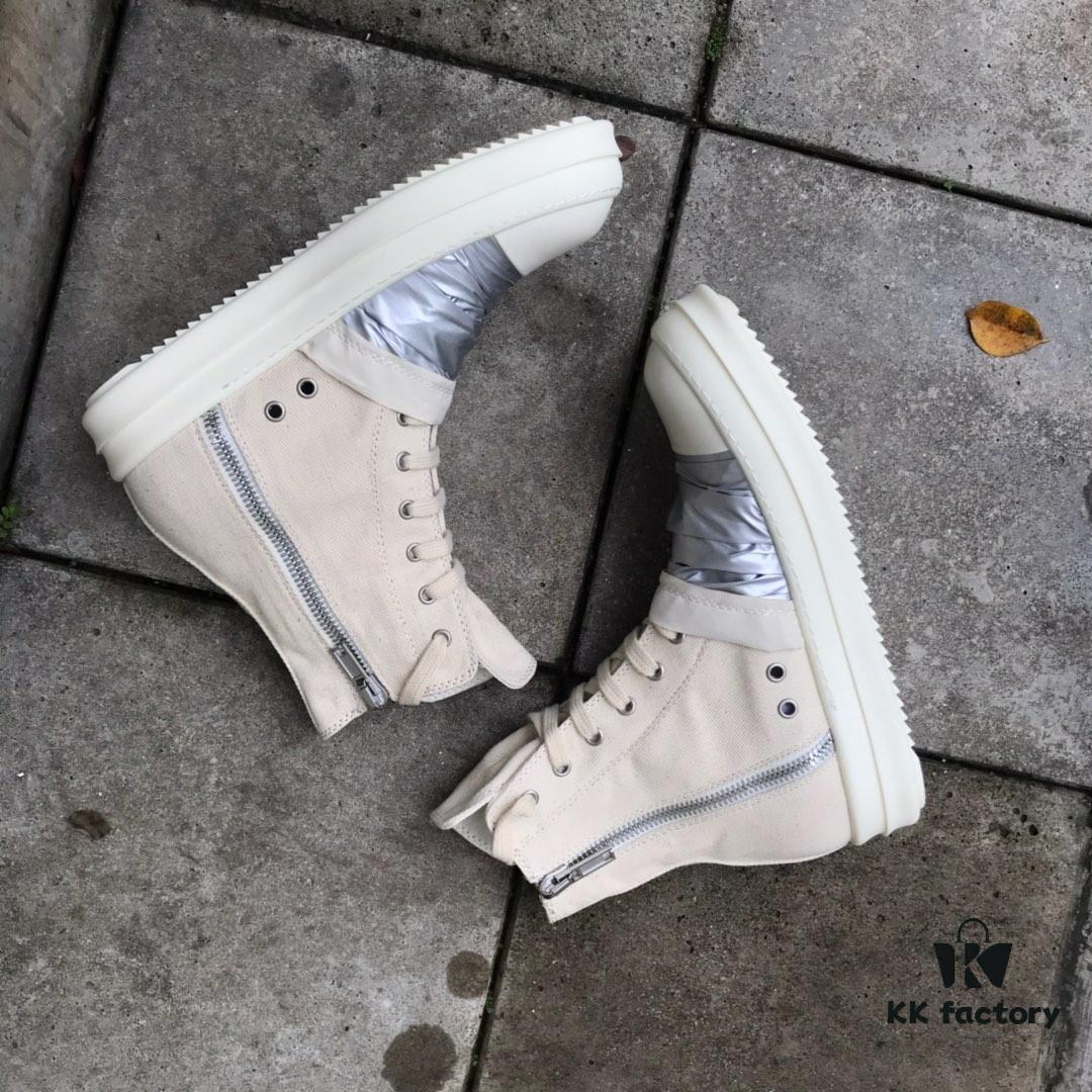 Rick Owens DRKSHDW High-Top Canvas Silver Pleated