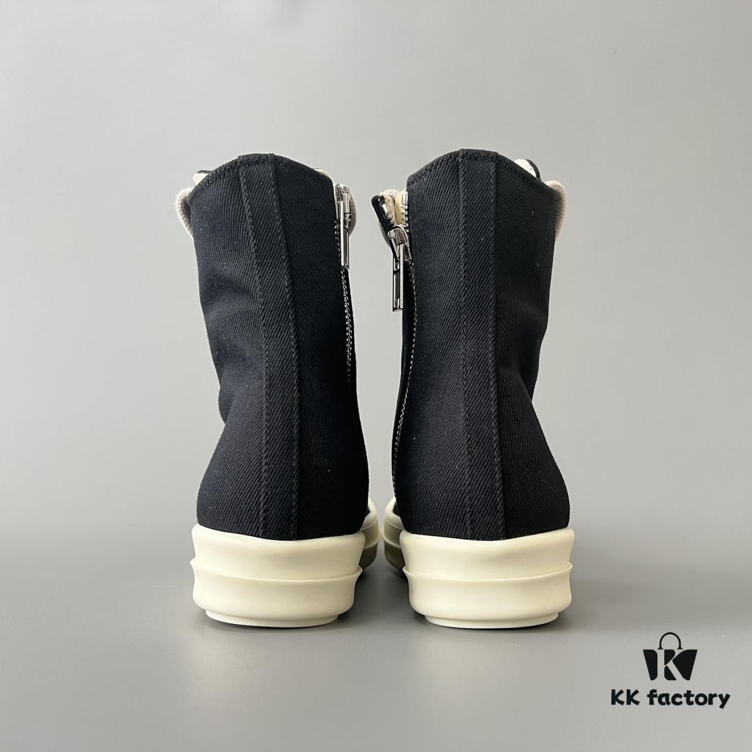 6930f1386e68136f4d9b3ae6 Rick Owens DRKSHDW Textured Mesh Perforated High-Top Lace-Up Sneakers with White Tip