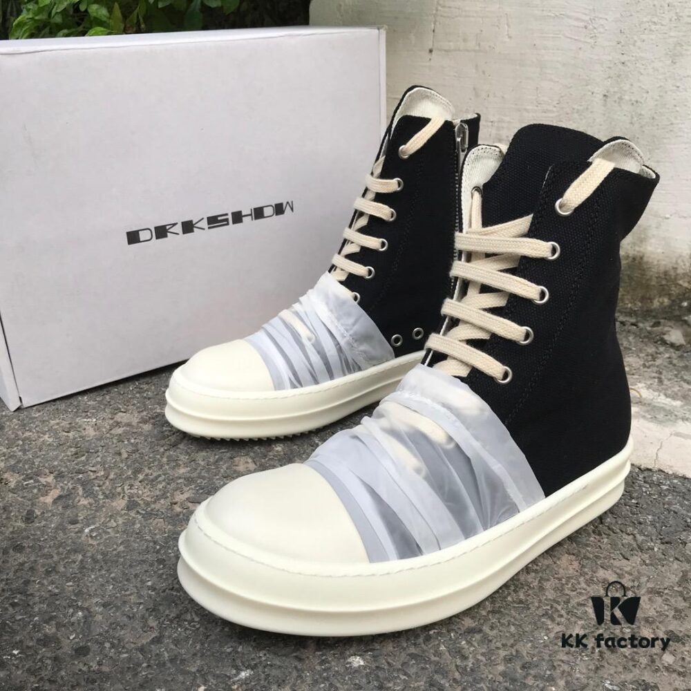 6930f13c6e68136f4d9b3aea Rick Owens DRKSHDW High-Top Canvas White Crinkle