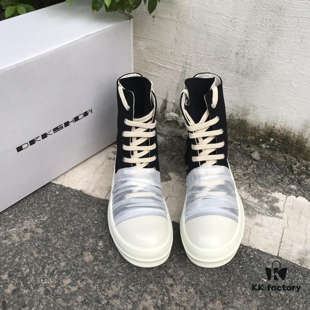 6930f13e6e68136f4d9b3aec Rick Owens DRKSHDW High-Top Canvas White Crinkle