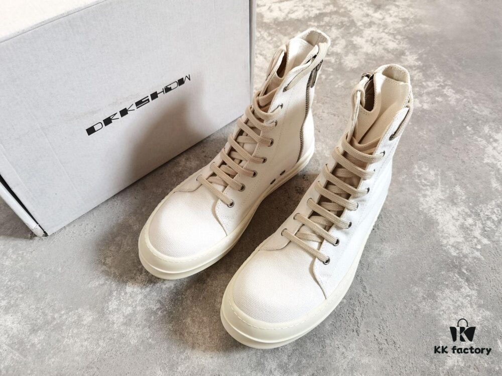 6930f1446e68136f4d9b3af3 Rick Owens DRKSHDW All-White Canvas High-Top Lace-Up Headless Sneakers