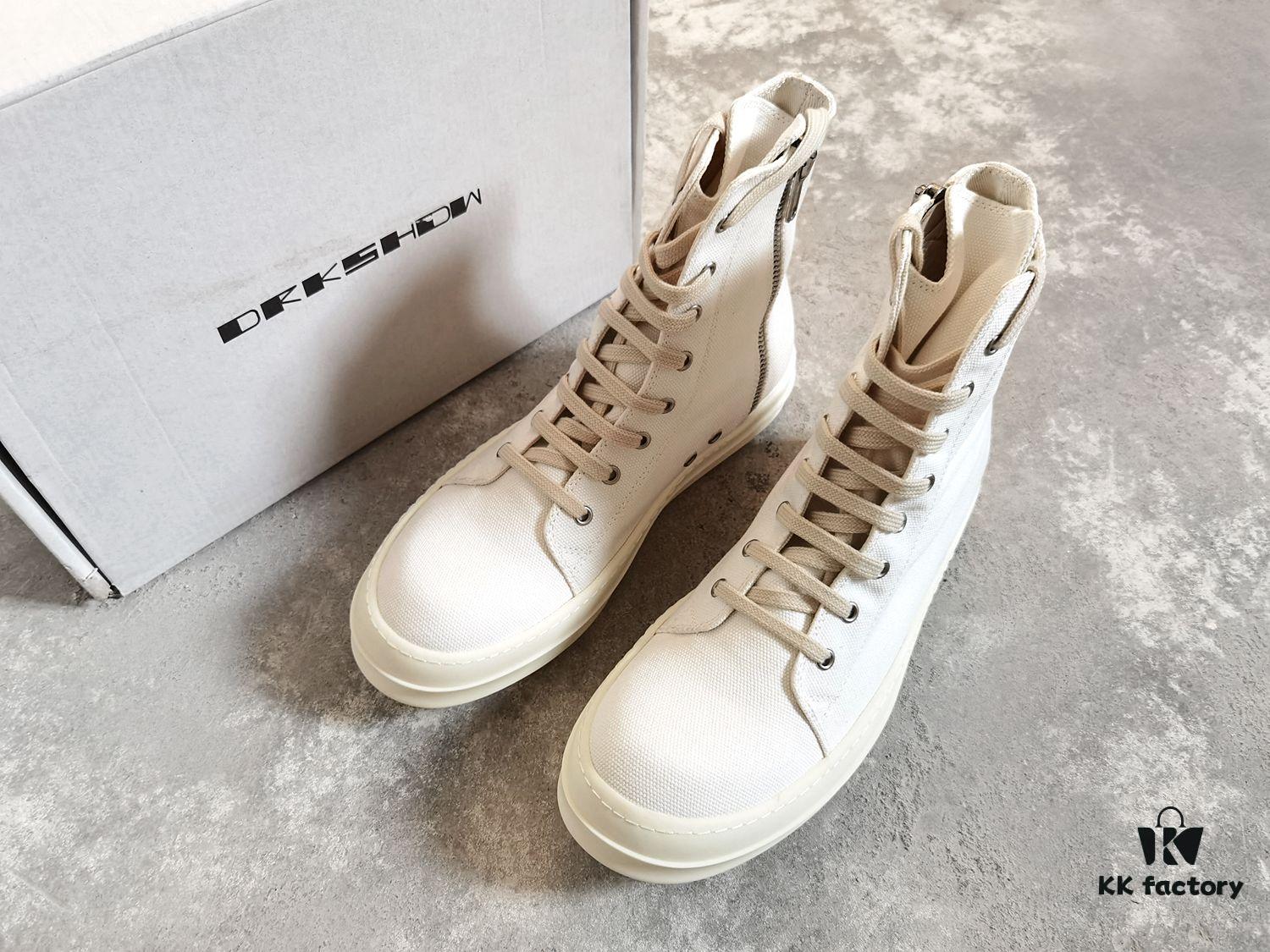 6930f1446e68136f4d9b3af3 Rick Owens DRKSHDW All-White Canvas High-Top Lace-Up Headless Sneakers