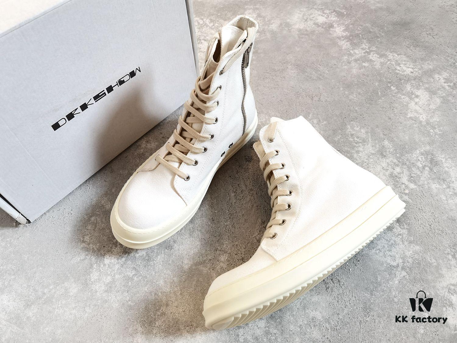 6930f1446e68136f4d9b3af4 Rick Owens DRKSHDW All-White Canvas High-Top Lace-Up Headless Sneakers