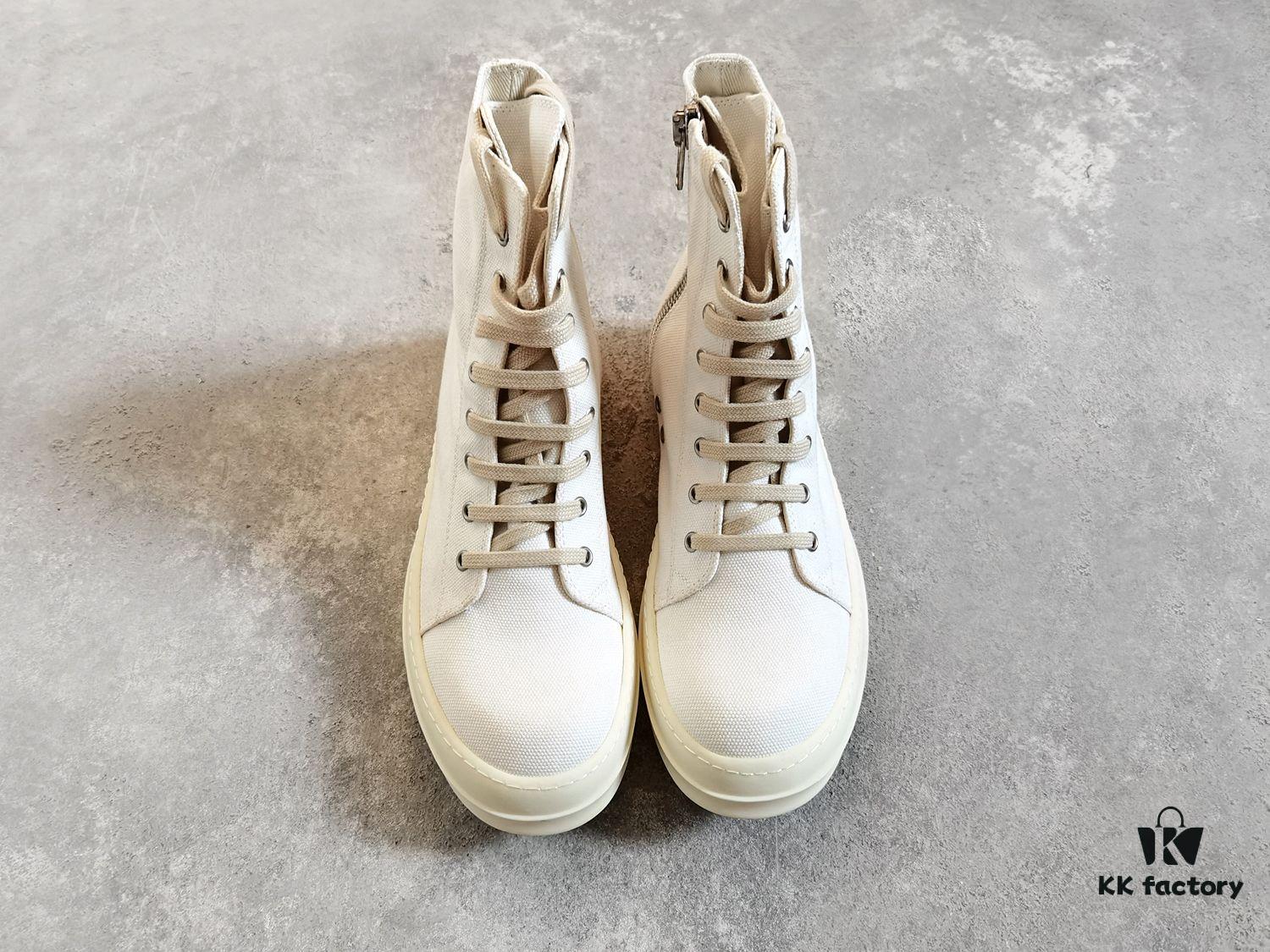 6930f1466e68136f4d9b3af5 Rick Owens DRKSHDW All-White Canvas High-Top Lace-Up Headless Sneakers