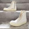 6930f1466e68136f4d9b3af6 Rick Owens DRKSHDW All-White Canvas High-Top Lace-Up Headless Sneakers