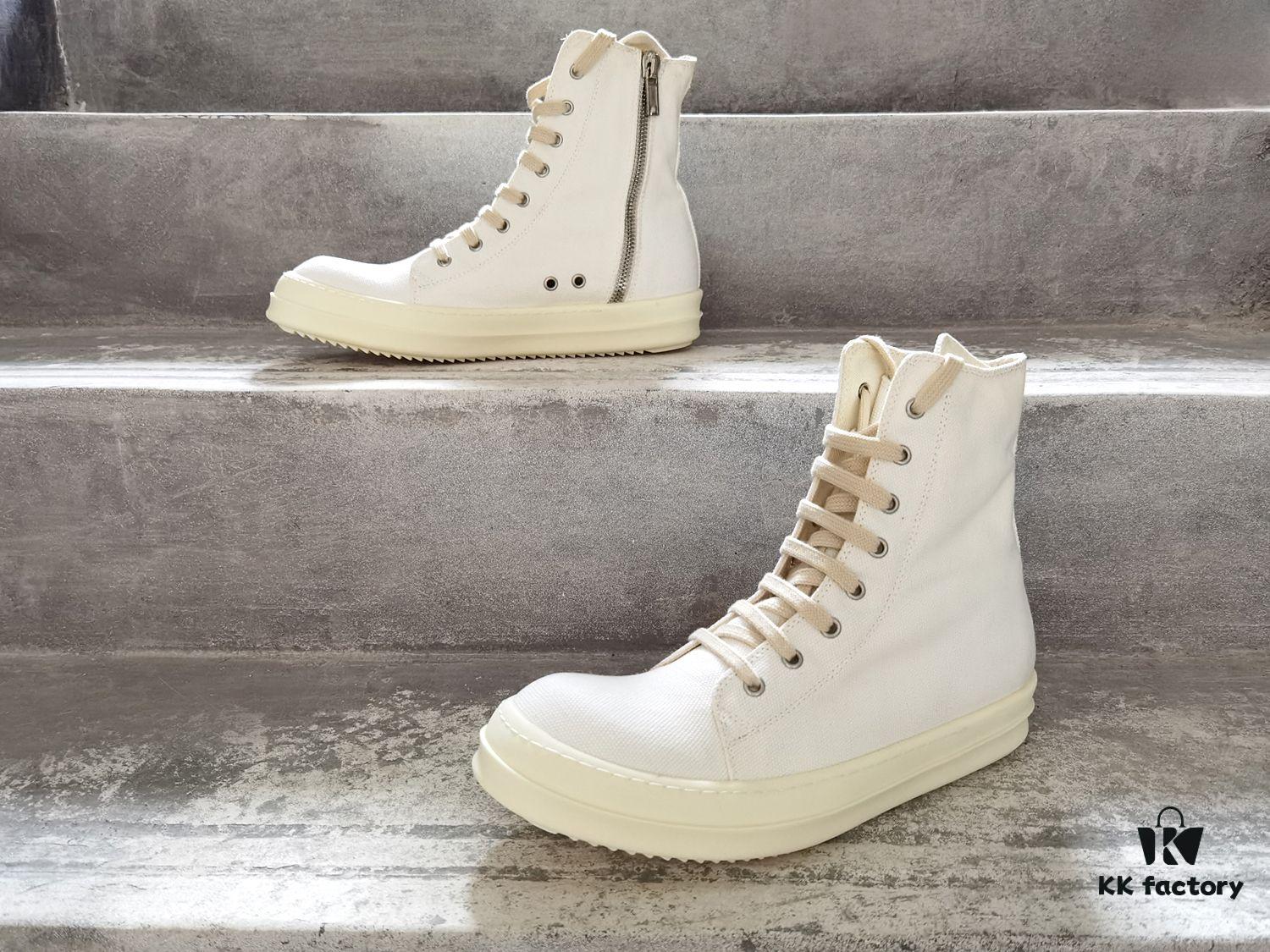 6930f1466e68136f4d9b3af6 Rick Owens DRKSHDW All-White Canvas High-Top Lace-Up Headless Sneakers