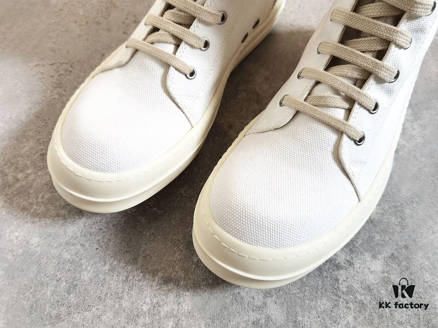 6930f1486e68136f4d9b3af9 Rick Owens DRKSHDW All-White Canvas High-Top Lace-Up Headless Sneakers