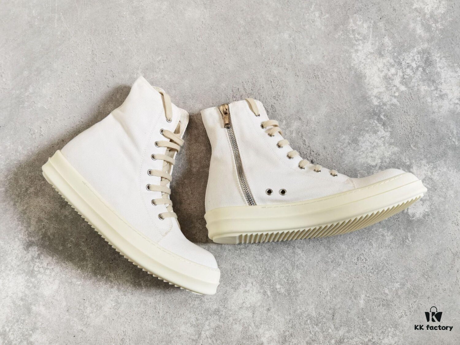 6930f1496e68136f4d9b3afa Rick Owens DRKSHDW All-White Canvas High-Top Lace-Up Headless Sneakers