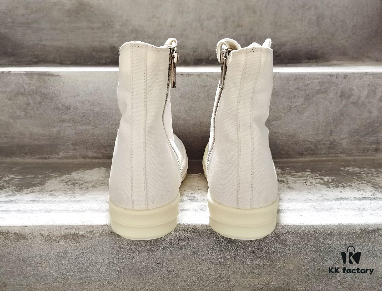 6930f14a6e68136f4d9b3afc Rick Owens DRKSHDW All-White Canvas High-Top Lace-Up Headless Sneakers