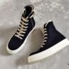 6930f14e6e68136f4d9b3afd Rick Owens DRKSHDW All-Black Canvas High-Top Lace-Up Sneakers