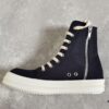 6930f14f6e68136f4d9b3afe Rick Owens DRKSHDW All-Black Canvas High-Top Lace-Up Sneakers