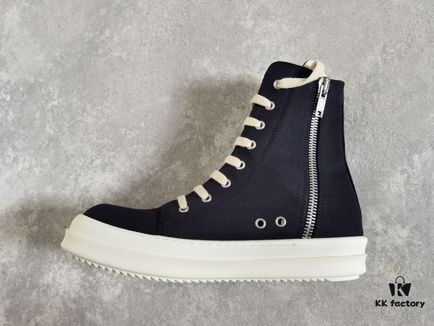 6930f14f6e68136f4d9b3afe Rick Owens DRKSHDW All-Black Canvas High-Top Lace-Up Sneakers