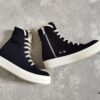 6930f14f6e68136f4d9b3b00 Rick Owens DRKSHDW All-Black Canvas High-Top Lace-Up Sneakers