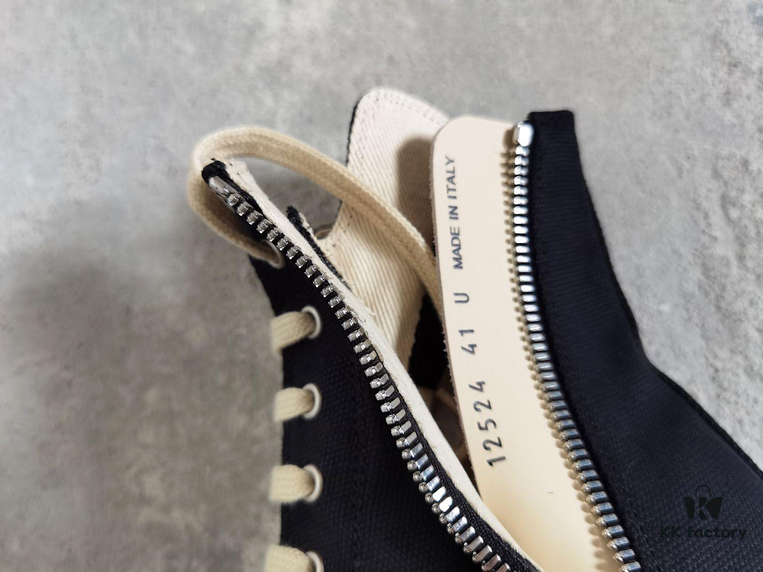6930f1506e68136f4d9b3b02 Rick Owens DRKSHDW All-Black Canvas High-Top Lace-Up Sneakers