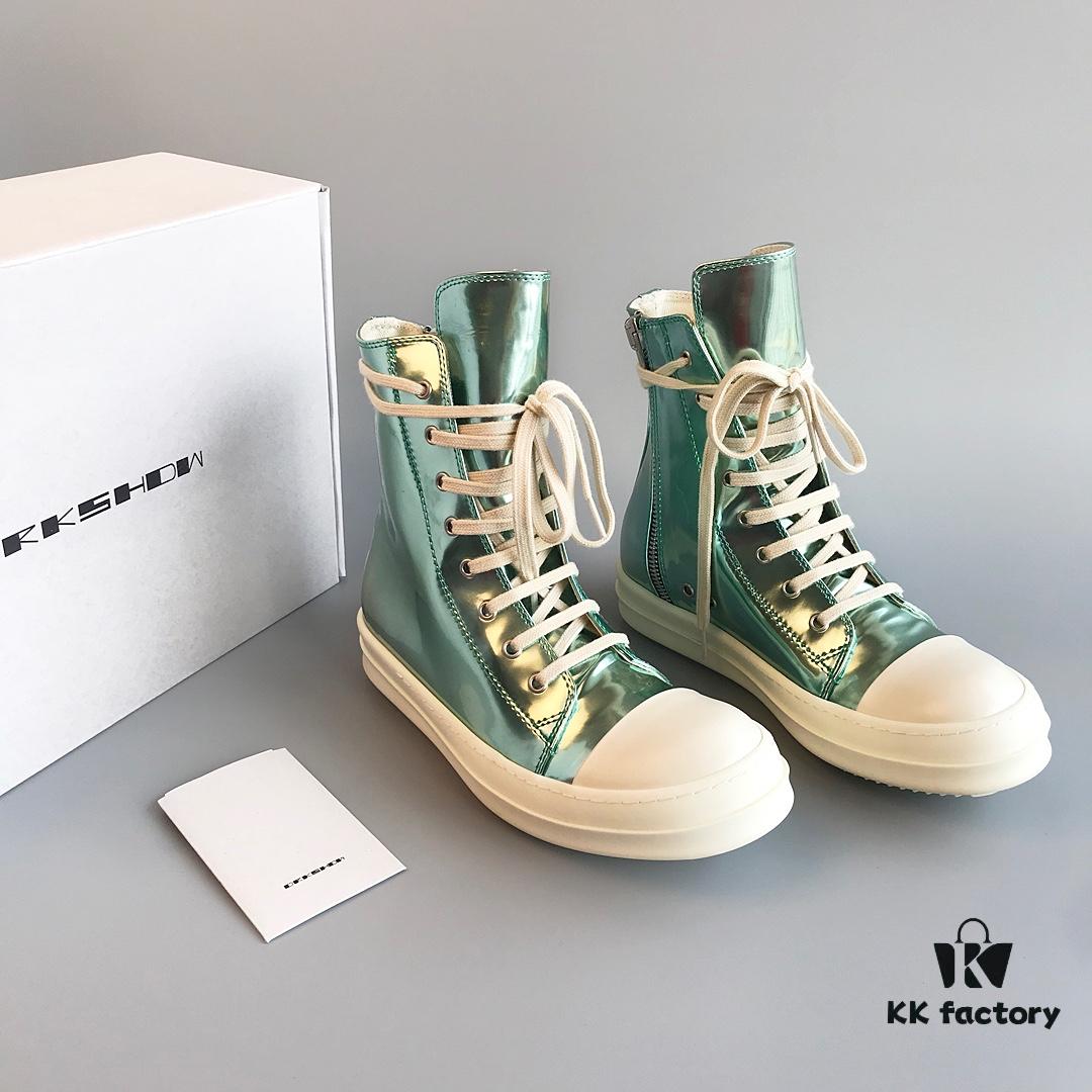6930f15b6e68136f4d9b3b0d Rick Owens DRKSHDW Green Mirror High-top Lace-up Sneakers