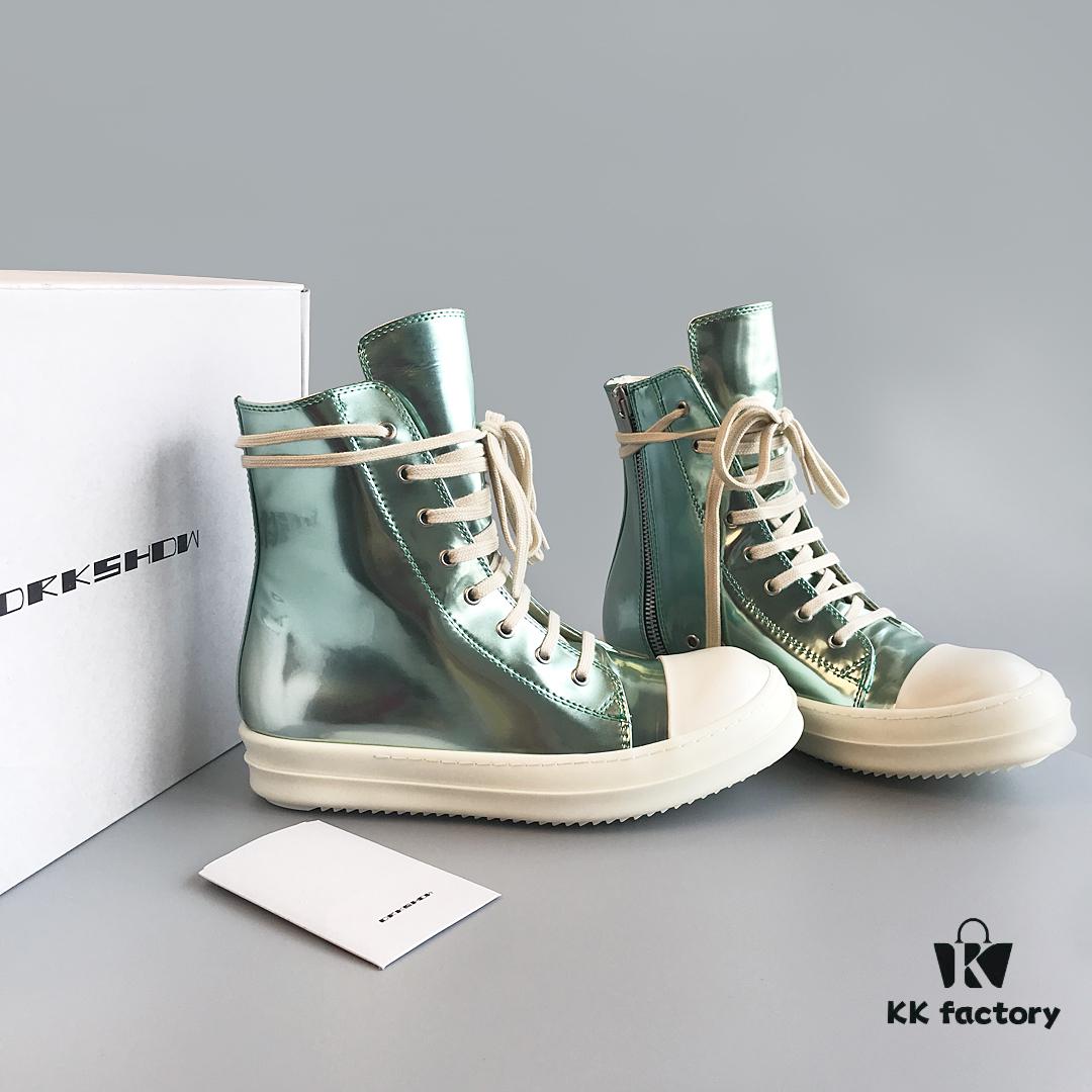 6930f15d6e68136f4d9b3b0e Rick Owens DRKSHDW Green Mirror High-top Lace-up Sneakers
