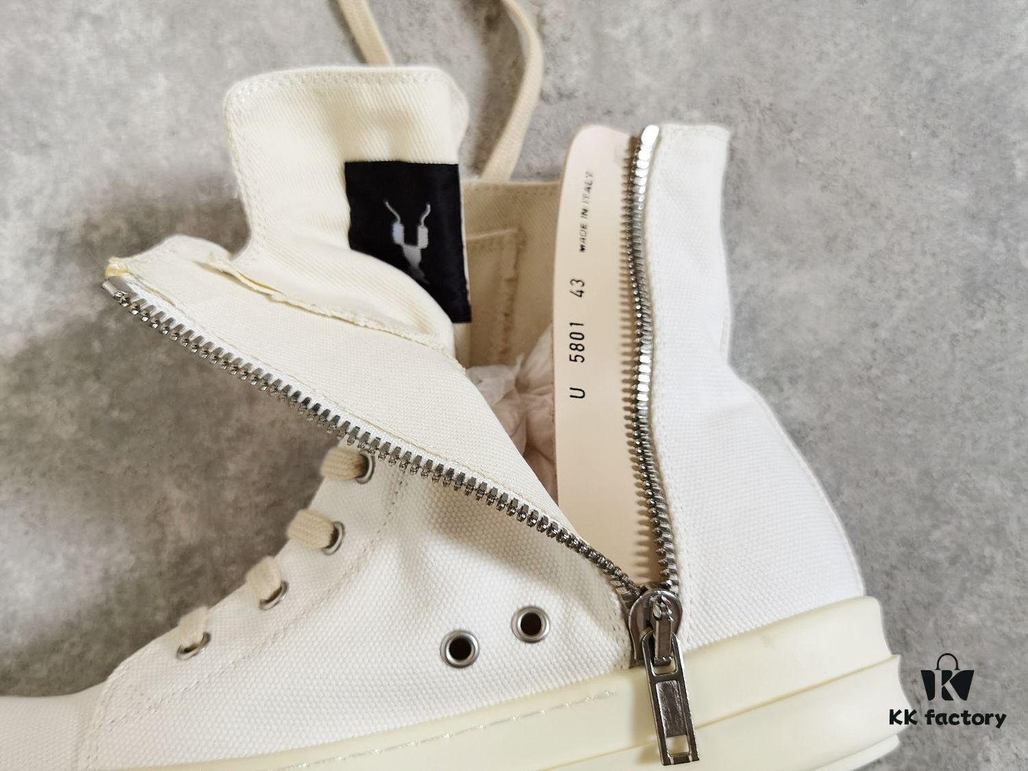 6930f15e6e68136f4d9b3b0f Rick Owens DRKSHDW All-White Canvas High-Top Lace-Up Headless Sneakers