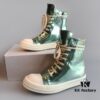 6930f15e6e68136f4d9b3b10 Rick Owens DRKSHDW Green Mirror High-top Lace-up Sneakers