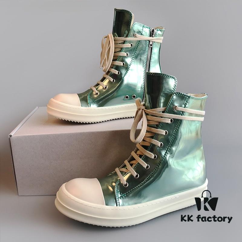 6930f15e6e68136f4d9b3b10 Rick Owens DRKSHDW Green Mirror High-top Lace-up Sneakers