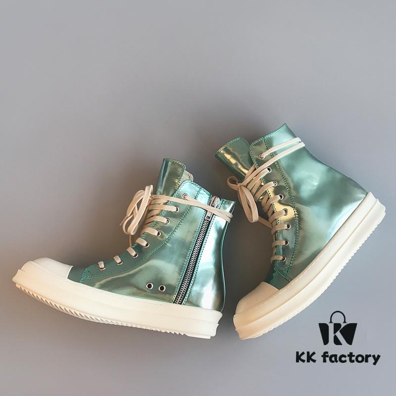 6930f15f6e68136f4d9b3b11 Rick Owens DRKSHDW Green Mirror High-top Lace-up Sneakers