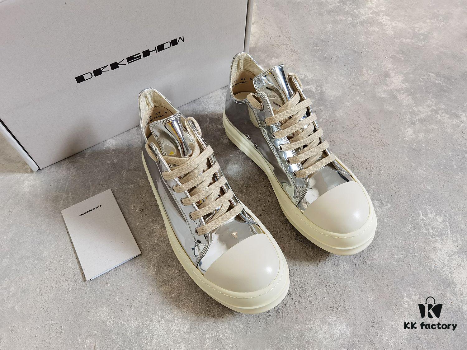 6930f1666e68136f4d9b3b1a Rick Owens DRKSHDW Liquid Silver Low-top Lace-up Shoes