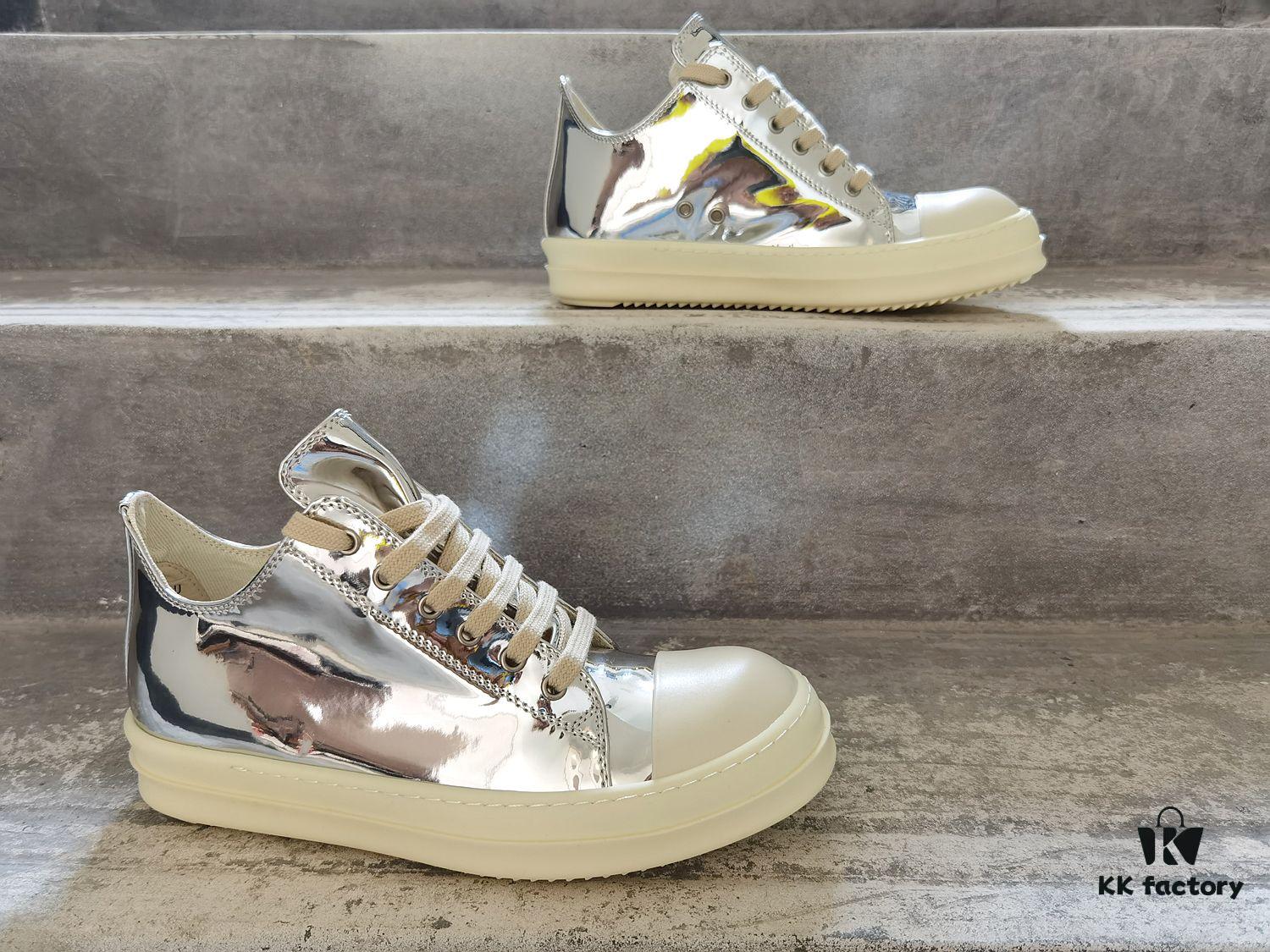 6930f1666e68136f4d9b3b1b Rick Owens DRKSHDW Liquid Silver Low-top Lace-up Shoes