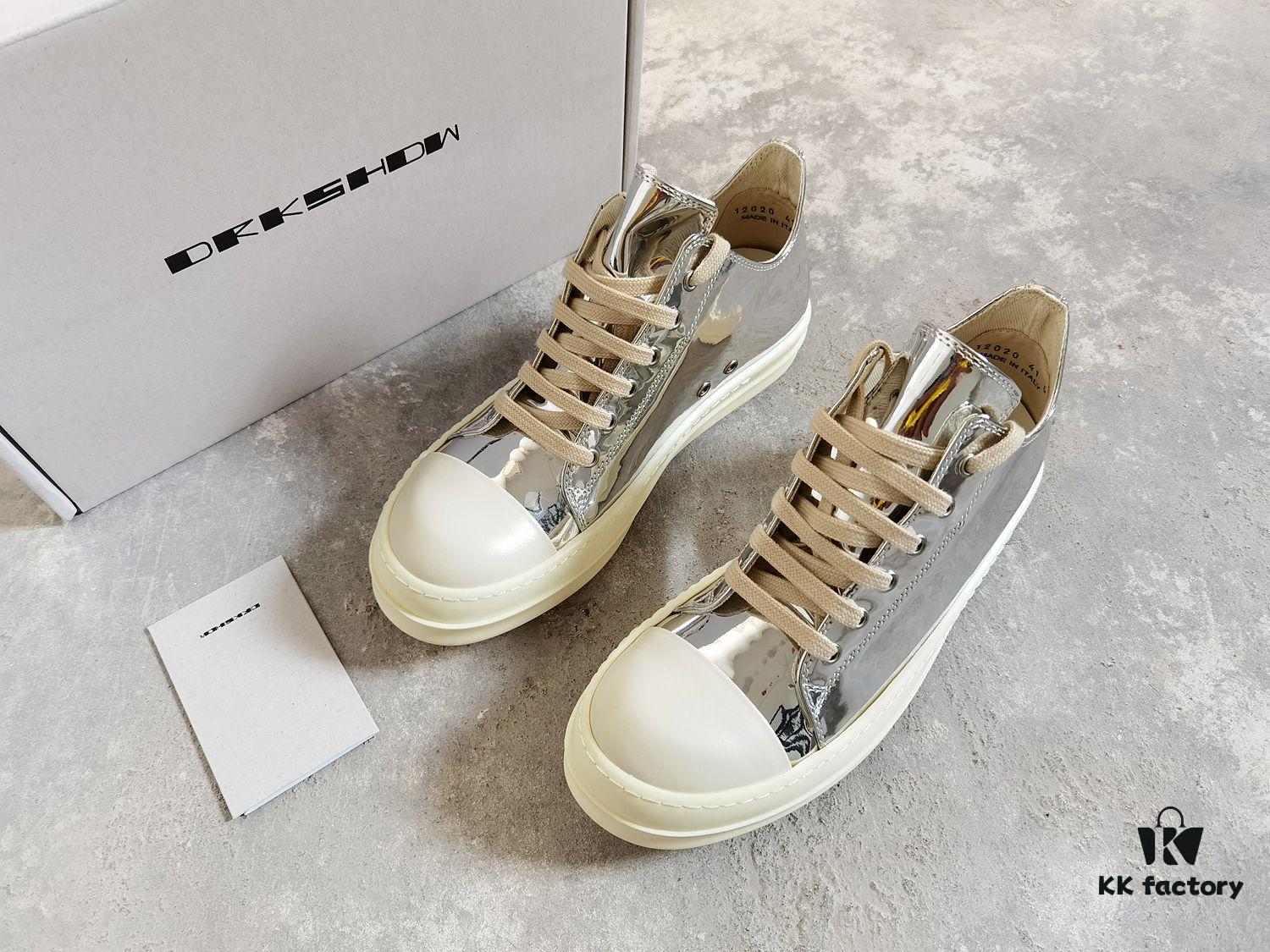 6930f1666e68136f4d9b3b1c Rick Owens DRKSHDW Liquid Silver Low-top Lace-up Shoes