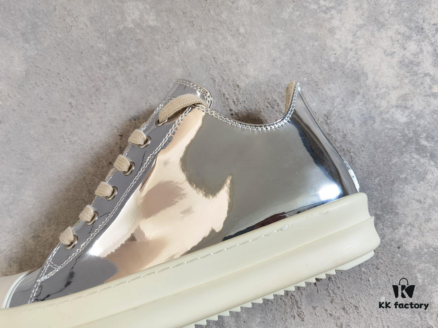 6930f1686e68136f4d9b3b1d Rick Owens DRKSHDW Liquid Silver Low-top Lace-up Shoes