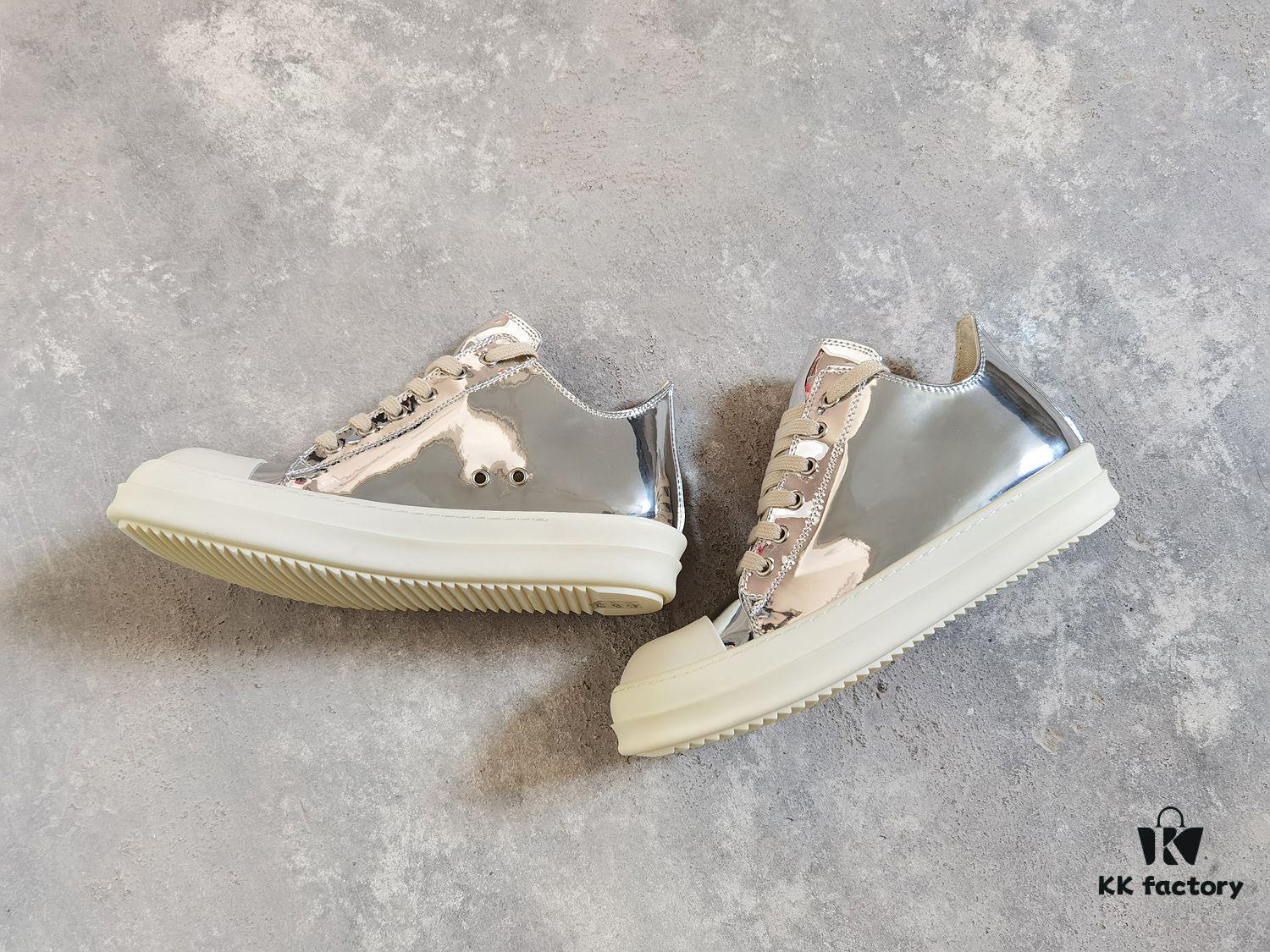 6930f1686e68136f4d9b3b1e Rick Owens DRKSHDW Liquid Silver Low-top Lace-up Shoes
