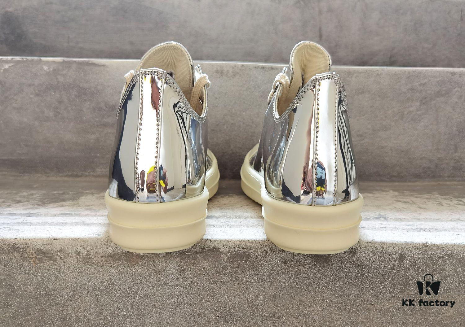 6930f16a6e68136f4d9b3b21 Rick Owens DRKSHDW Liquid Silver Low-top Lace-up Shoes