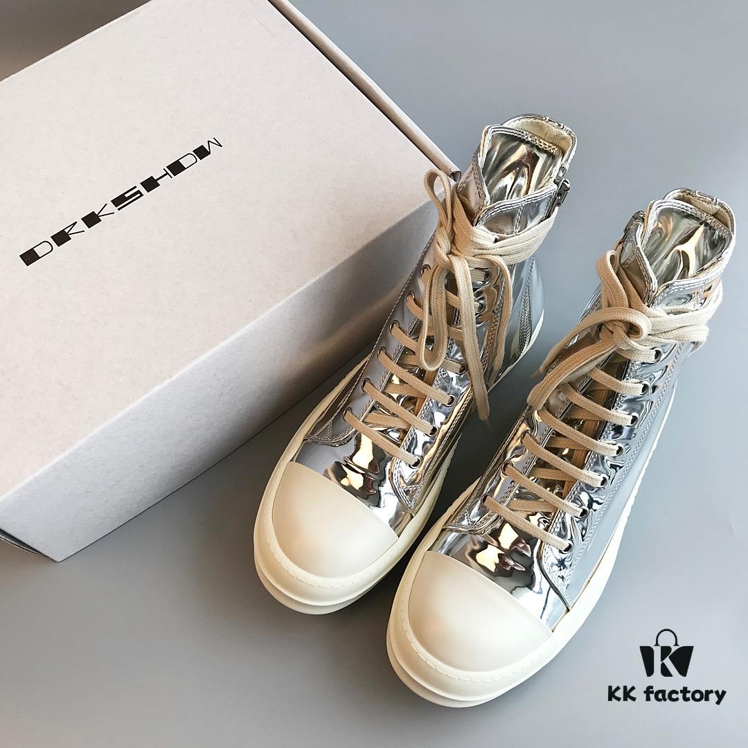 6930f16f6e68136f4d9b3b28 RO DRKSHDW Liquid Silver High-Top Lace-Up