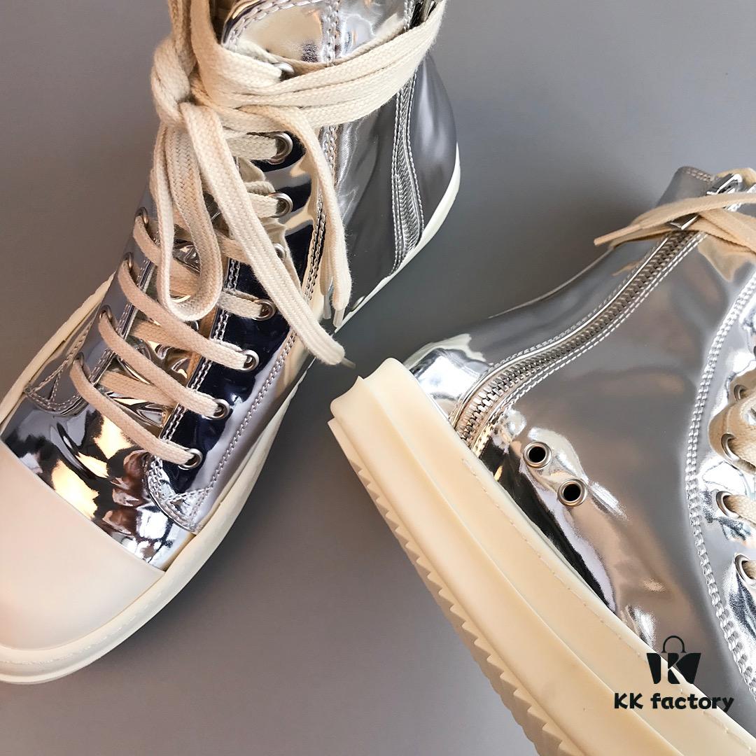 6930f1706e68136f4d9b3b2b RO DRKSHDW Liquid Silver High-Top Lace-Up