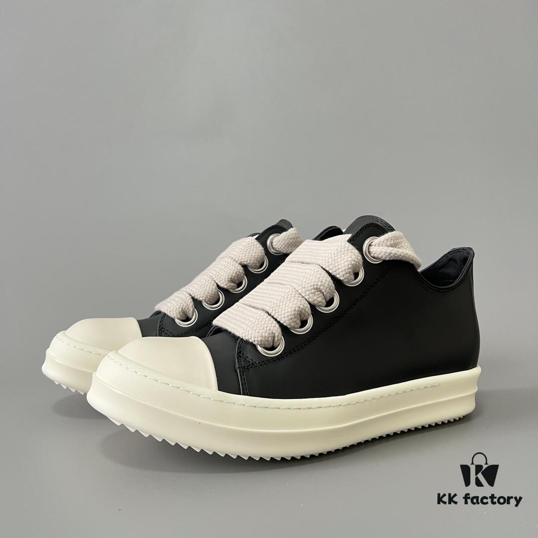 6930f1876e68136f4d9b3b4e Rick Owens 2022 New Chunky Lace Series - Mainline Black Low-Top Leather Lace-Up Shoes