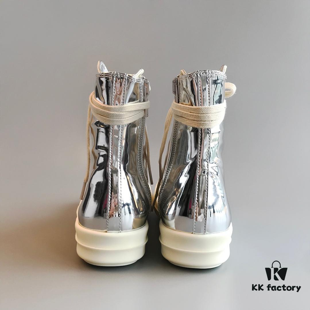 6930f18f6e68136f4d9b3b5c RO DRKSHDW Liquid Silver High-Top Lace-Up