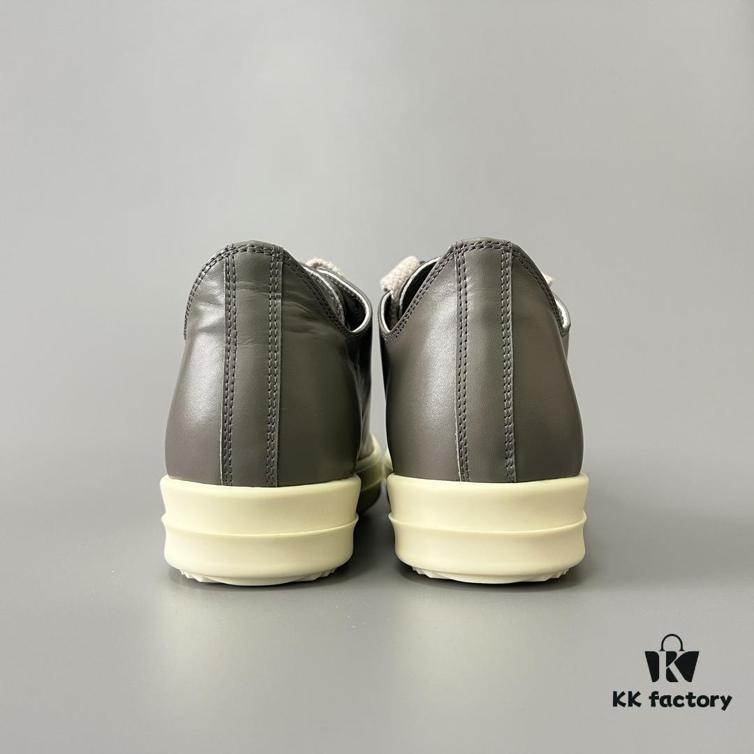6930f1906e68136f4d9b3b5e Rick Owens 2022 New Chunky Lace Series - Mainline Grey Low-Cut Leather Lace-Up Shoes