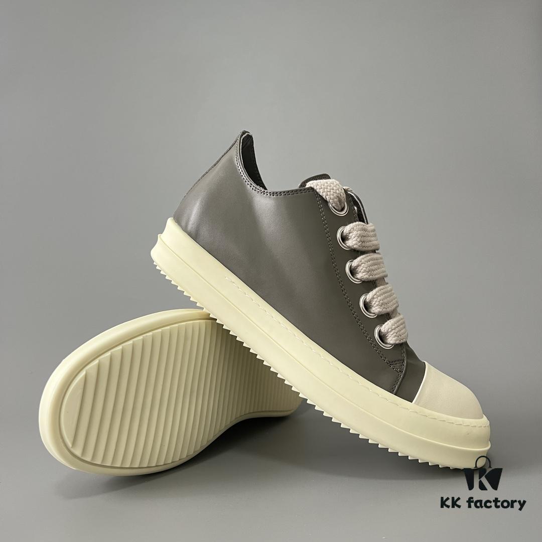 6930f1916e68136f4d9b3b5f Rick Owens 2022 New Chunky Lace Series - Mainline Grey Low-Cut Leather Lace-Up Shoes