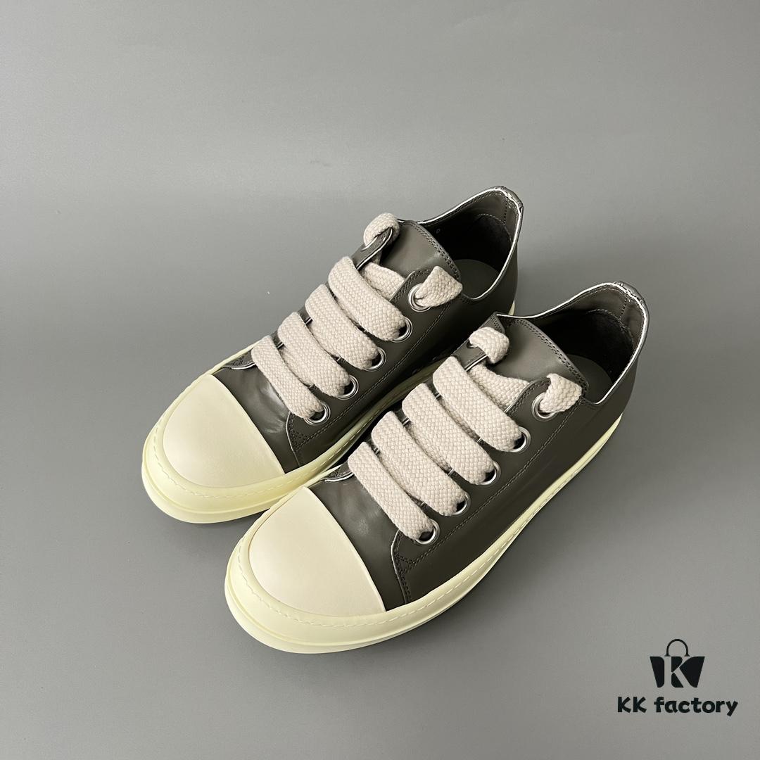 6930f1926e68136f4d9b3b60 Rick Owens 2022 New Chunky Lace Series - Mainline Grey Low-Cut Leather Lace-Up Shoes