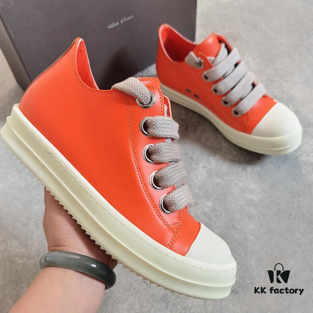 6930f1be6e68136f4d9b3ba1 Rick Owens 2022 New Chunky Lace Series - Mainline Orange Low-Cut Leather Lace-Up Shoes