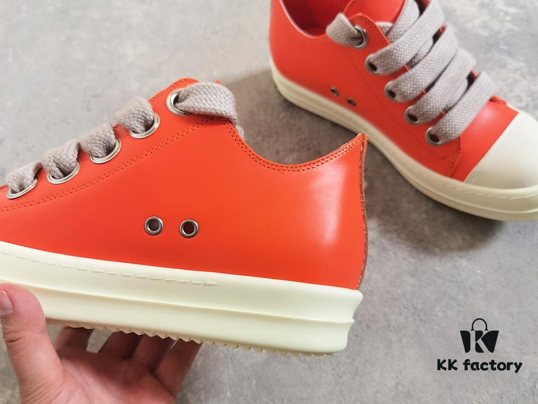 6930f1bf6e68136f4d9b3ba3 Rick Owens 2022 New Chunky Lace Series - Mainline Orange Low-Cut Leather Lace-Up Shoes