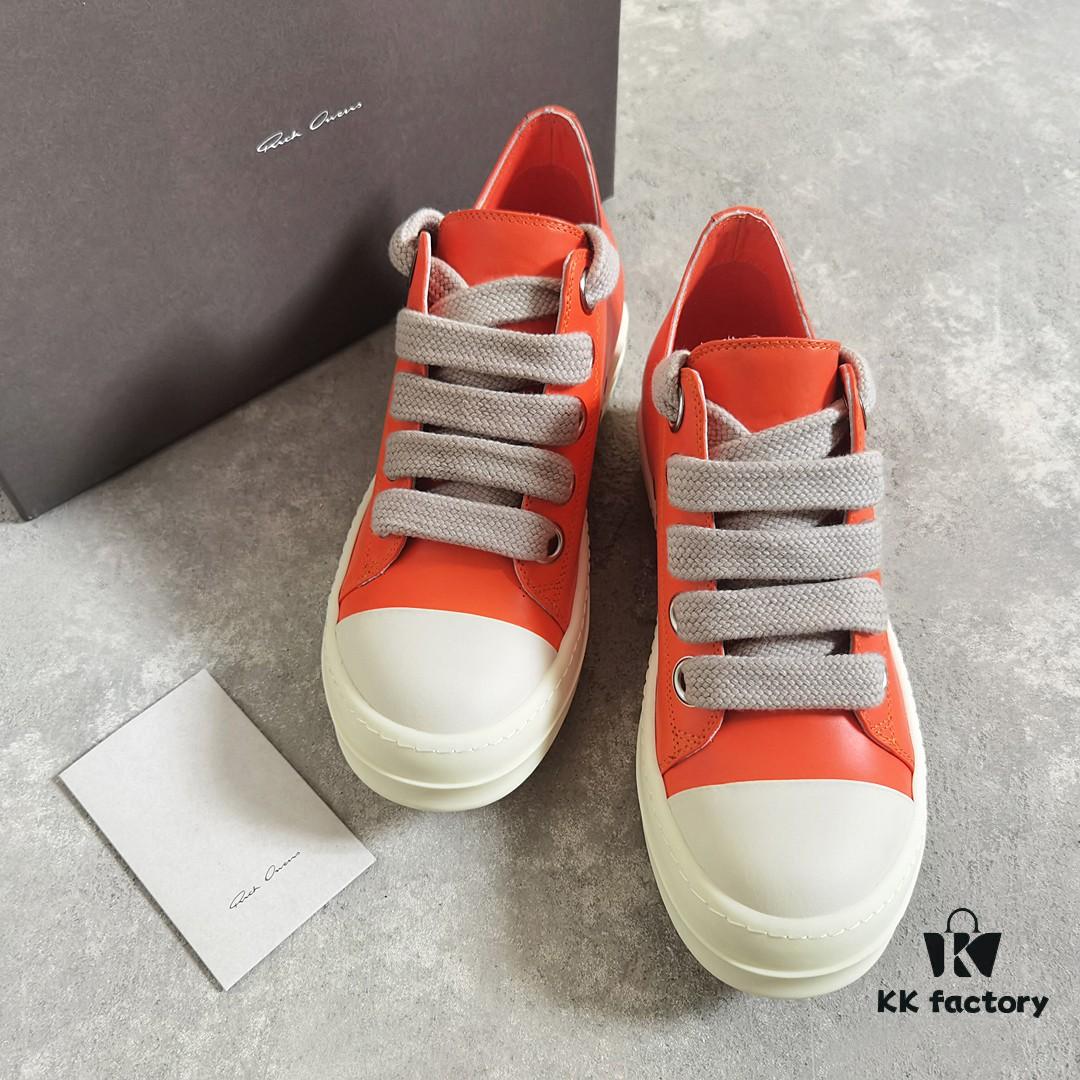 6930f1bf6e68136f4d9b3ba4 Rick Owens 2022 New Chunky Lace Series - Mainline Orange Low-Cut Leather Lace-Up Shoes