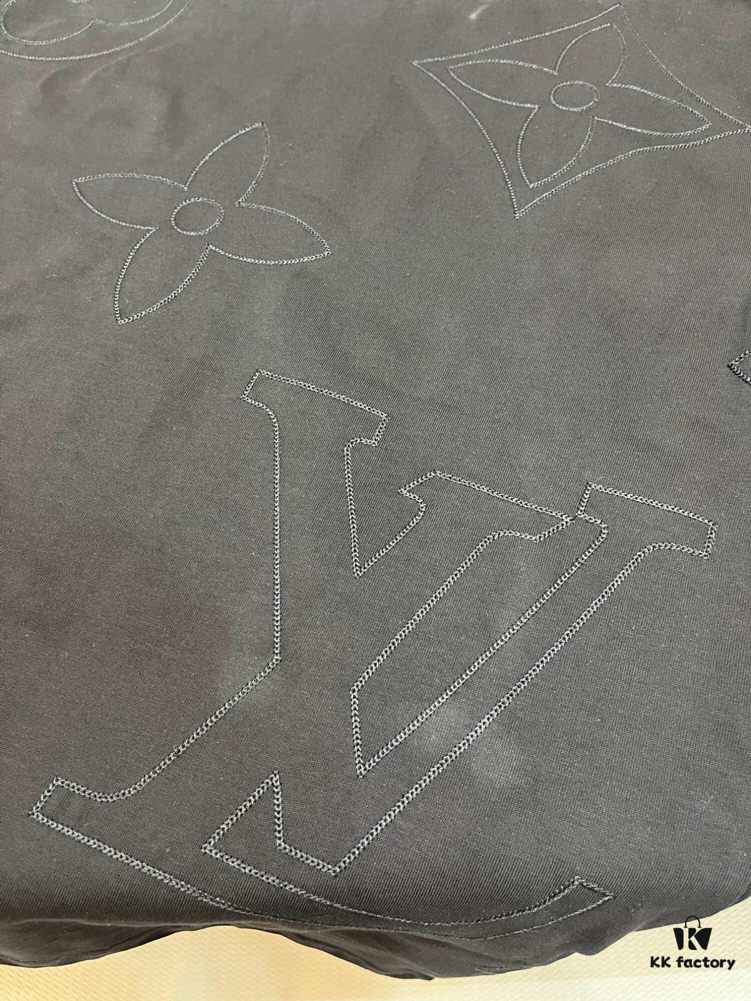 6930f50b6e68136f4d9b3f83 Louis Vuitton LV Letter Logo Embroidered All-Over Round Neck Short Sleeve T-Shirt, Heavy Craftsmanship Brand Signature Design, Made from 280g Pure Cotton Double Yarn Fabric, Comfortable and Soft to Wear, Neat Embroidery Stitching, High Version Comparable at Will, Complete with Three Labels