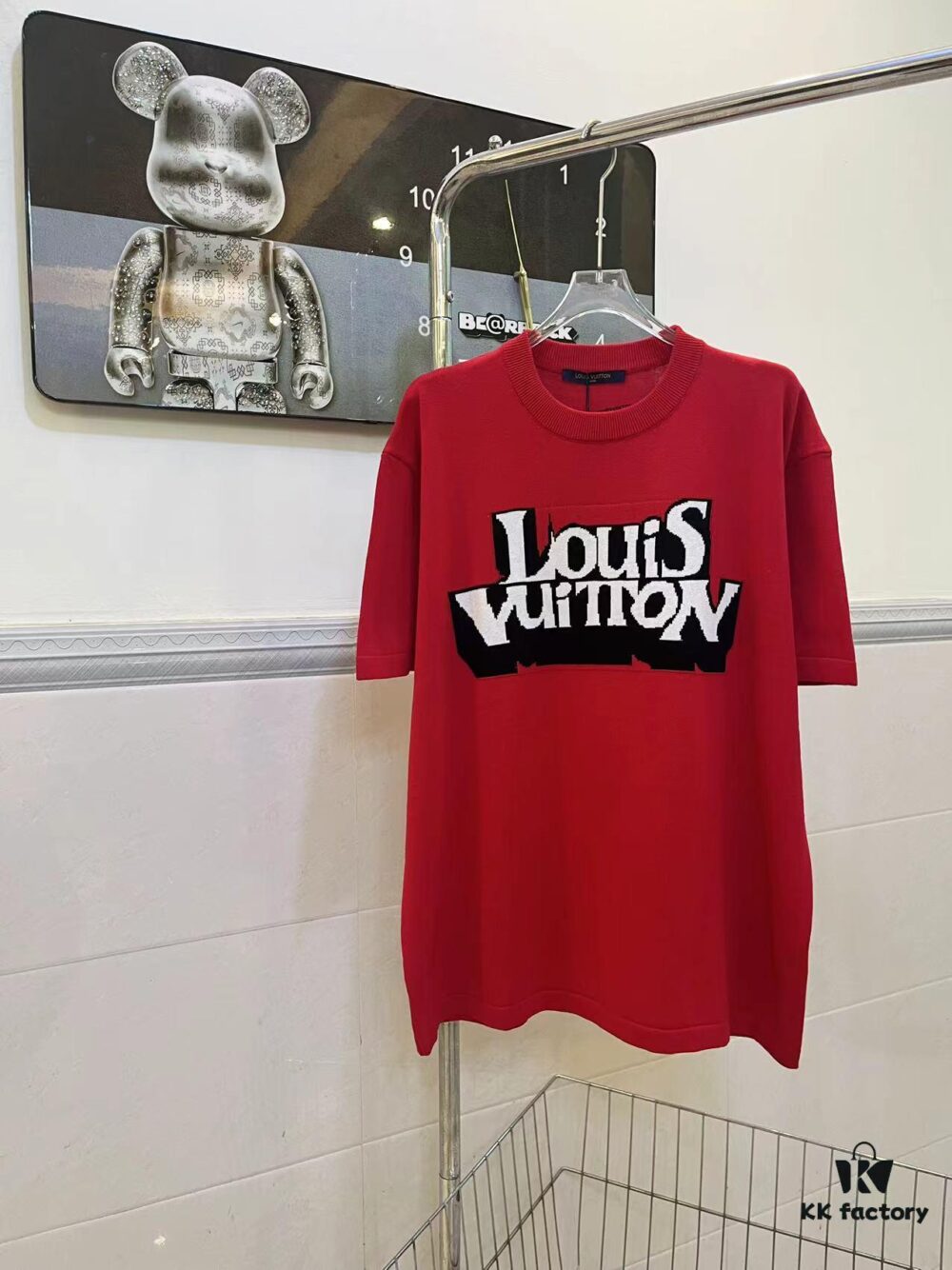 6930f51b6e68136f4d9b3f96 LOUIS VUITTON LV Monogram Jacquard Knit Short-Sleeve T-Shirt 24SS, Made with Fine Cotton Knitting, Intarsia LU Logo on Chest, Soft and Comfortable Fit