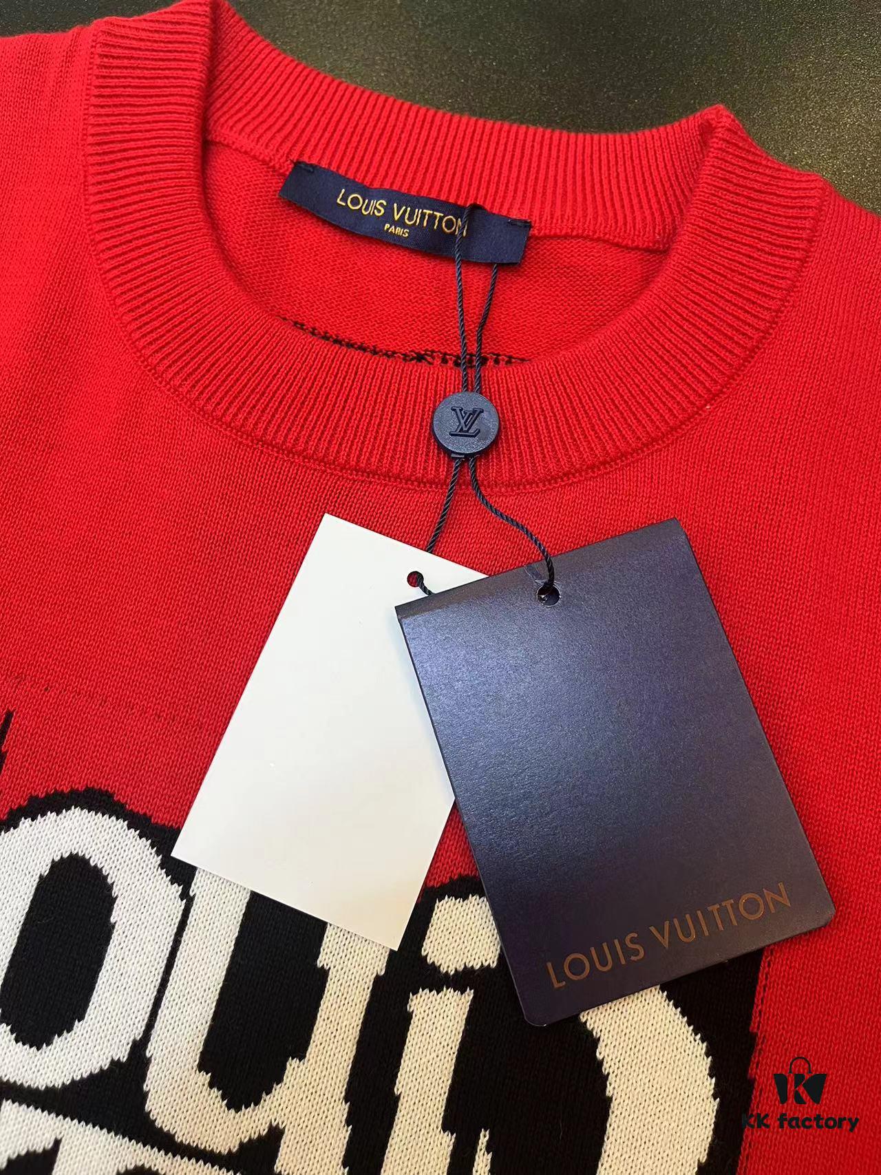 6930f5226e68136f4d9b3fa2 LOUIS VUITTON LV Monogram Jacquard Knit Short-Sleeve T-Shirt 24SS, Made with Fine Cotton Knitting, Intarsia LU Logo on Chest, Soft and Comfortable Fit