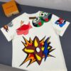 6930f54c6e68136f4d9b3fce LOUIS VUITTON Lv Louis Vuitton European Runway Flame Short Sleeve T-Shirt with Front and Back Colorful Graffiti Print