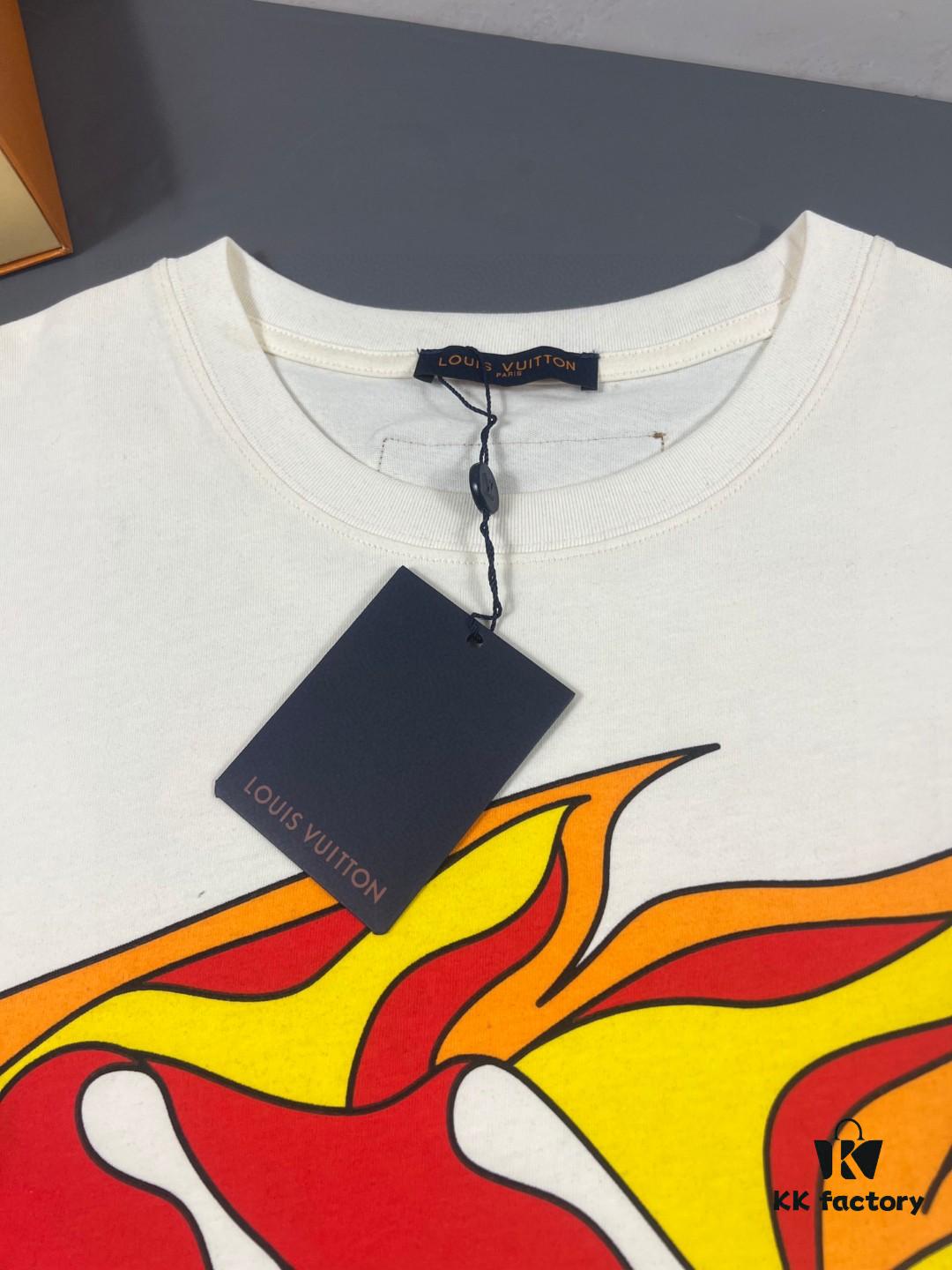 6930f54f6e68136f4d9b3fd0 LOUIS VUITTON Lv Louis Vuitton European Runway Flame Short Sleeve T-Shirt with Front and Back Colorful Graffiti Print