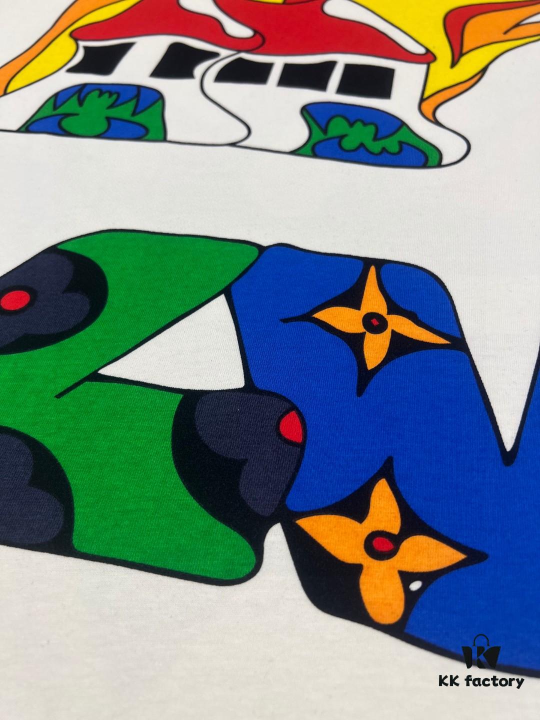 6930f5526e68136f4d9b3fd4 LOUIS VUITTON Lv Louis Vuitton European Runway Flame Short Sleeve T-Shirt with Front and Back Colorful Graffiti Print