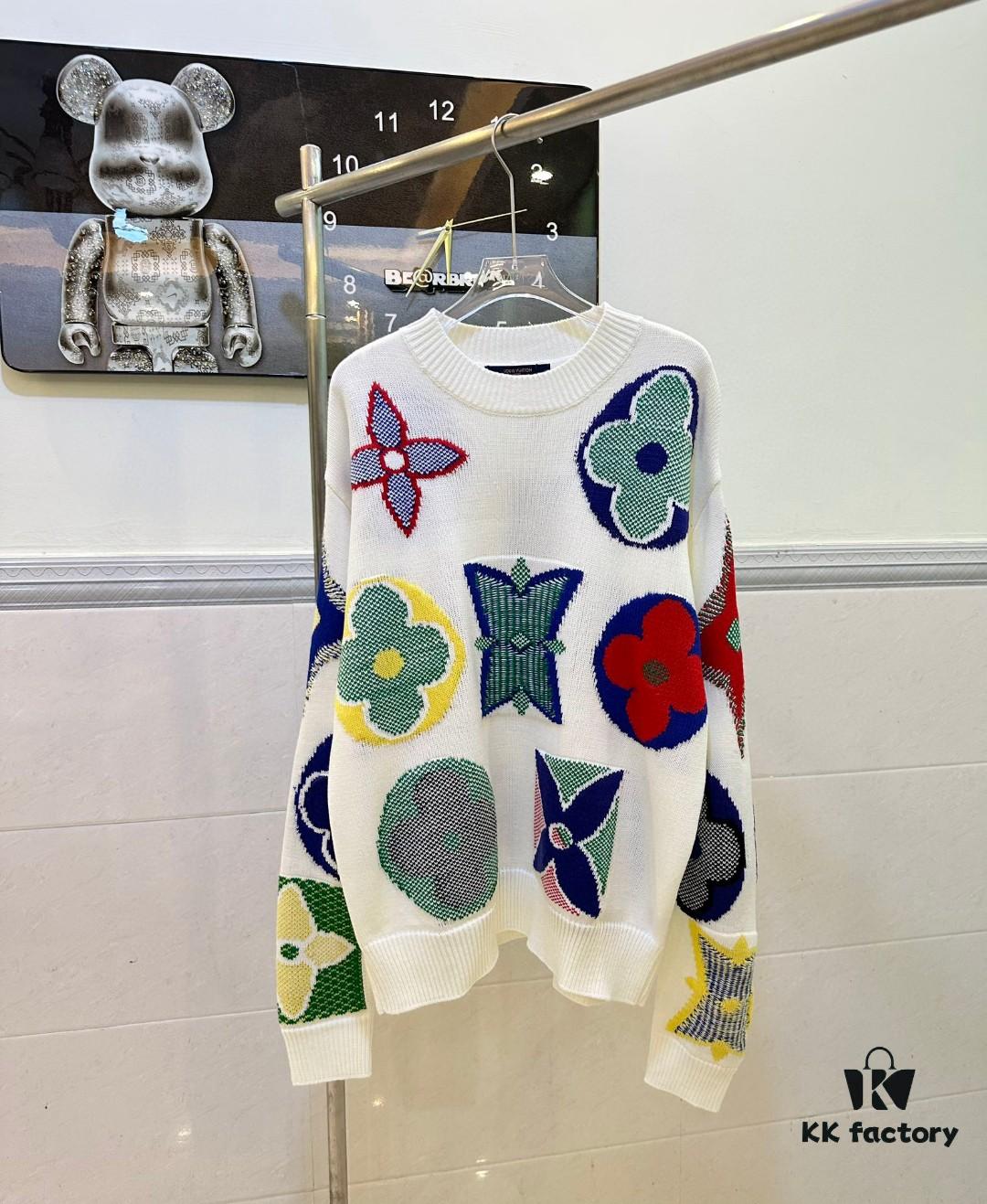 Louis Vuitton Classic Three-Flower Floral Round-Neck Long-Sleeve Sweater