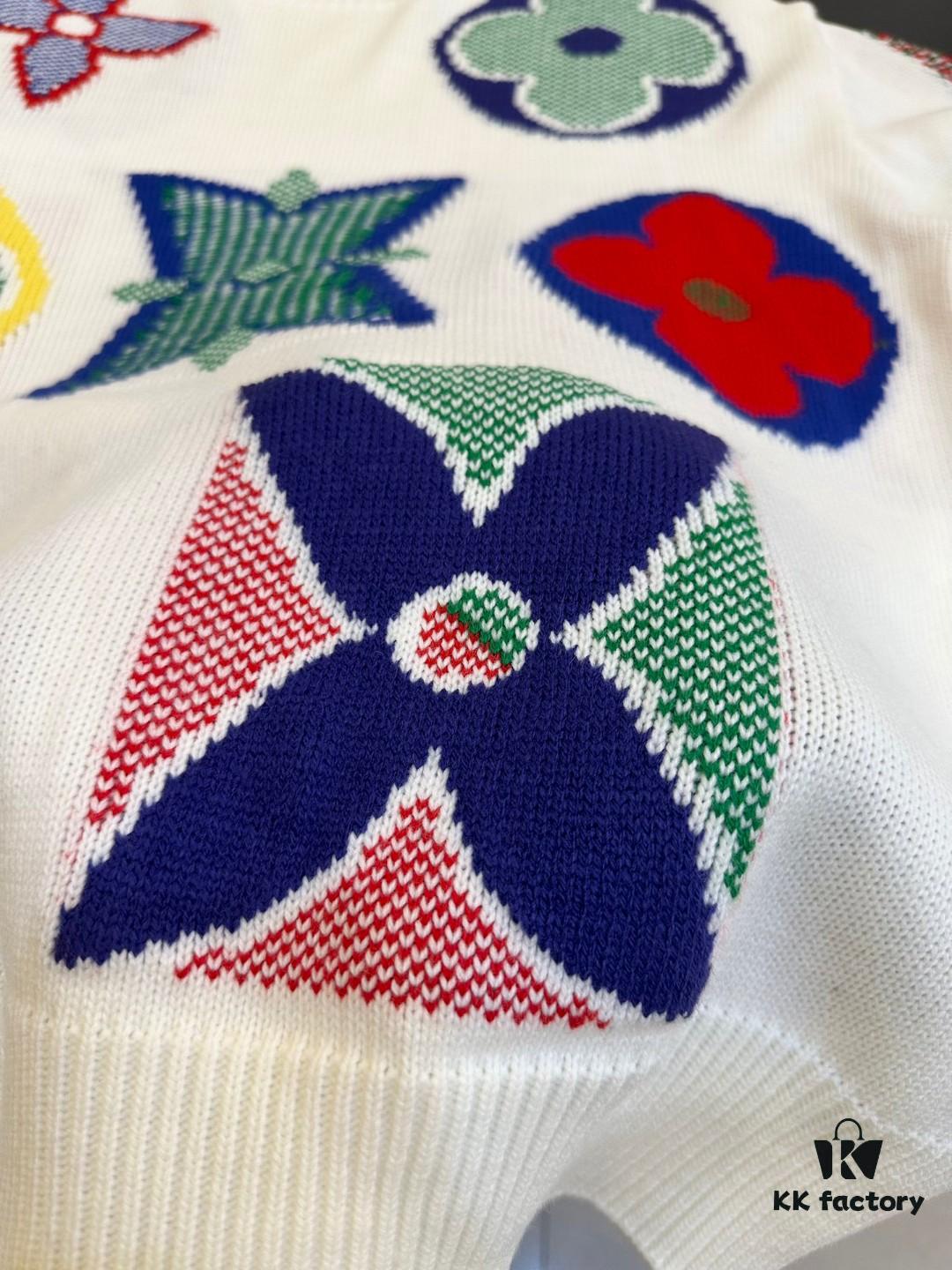 Louis Vuitton Classic Three-Flower Floral Round-Neck Long-Sleeve Sweater