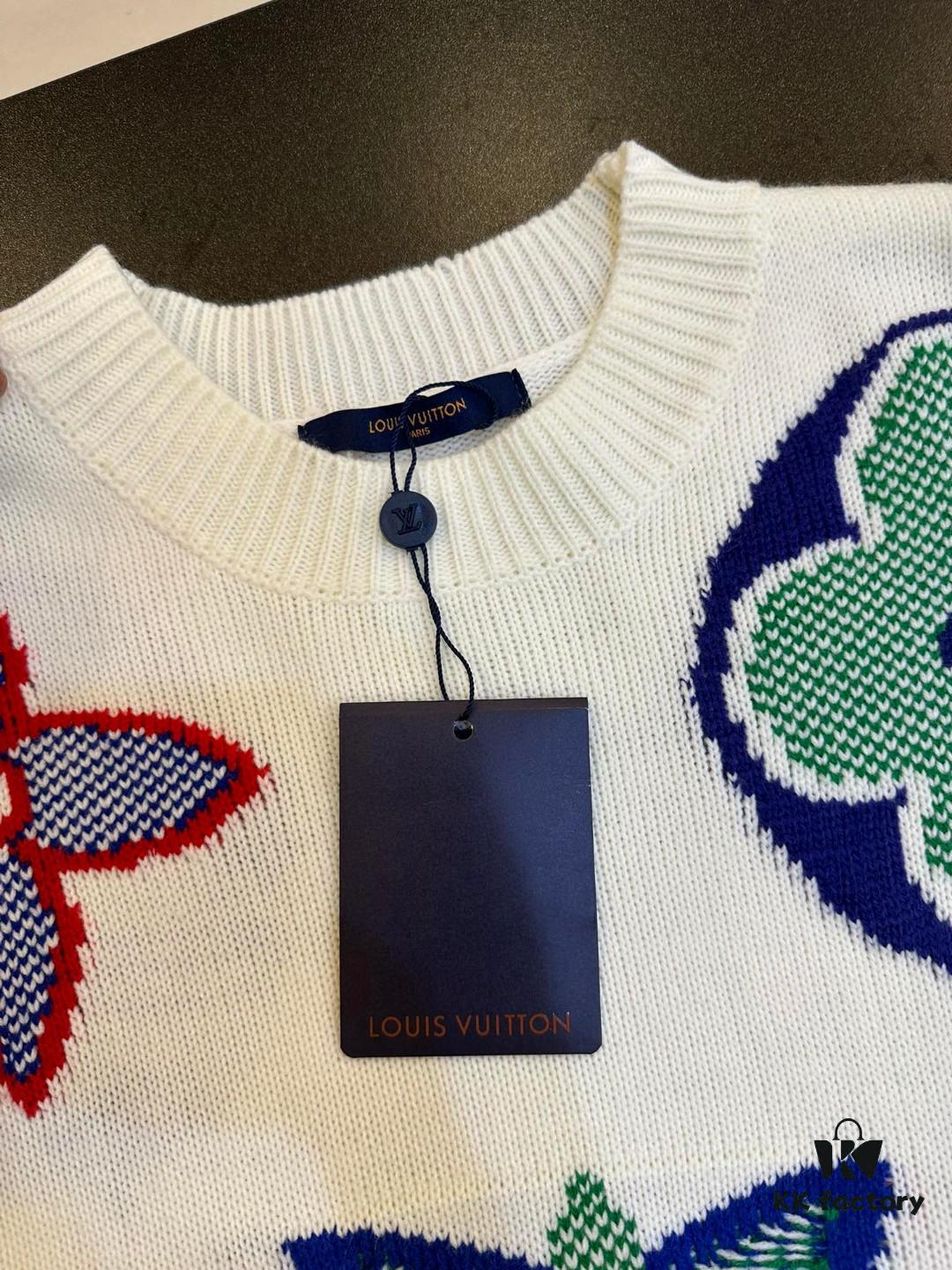 Louis Vuitton Classic Three-Flower Floral Round-Neck Long-Sleeve Sweater
